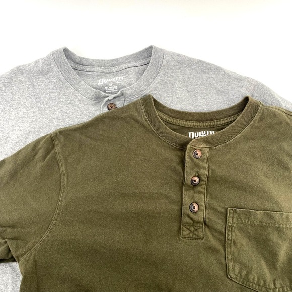 Lot 2 Duluth Trading Shirt Mens M Relaxed Fit Longtail Henley Button ShortSleeve - Picture 1 of 7